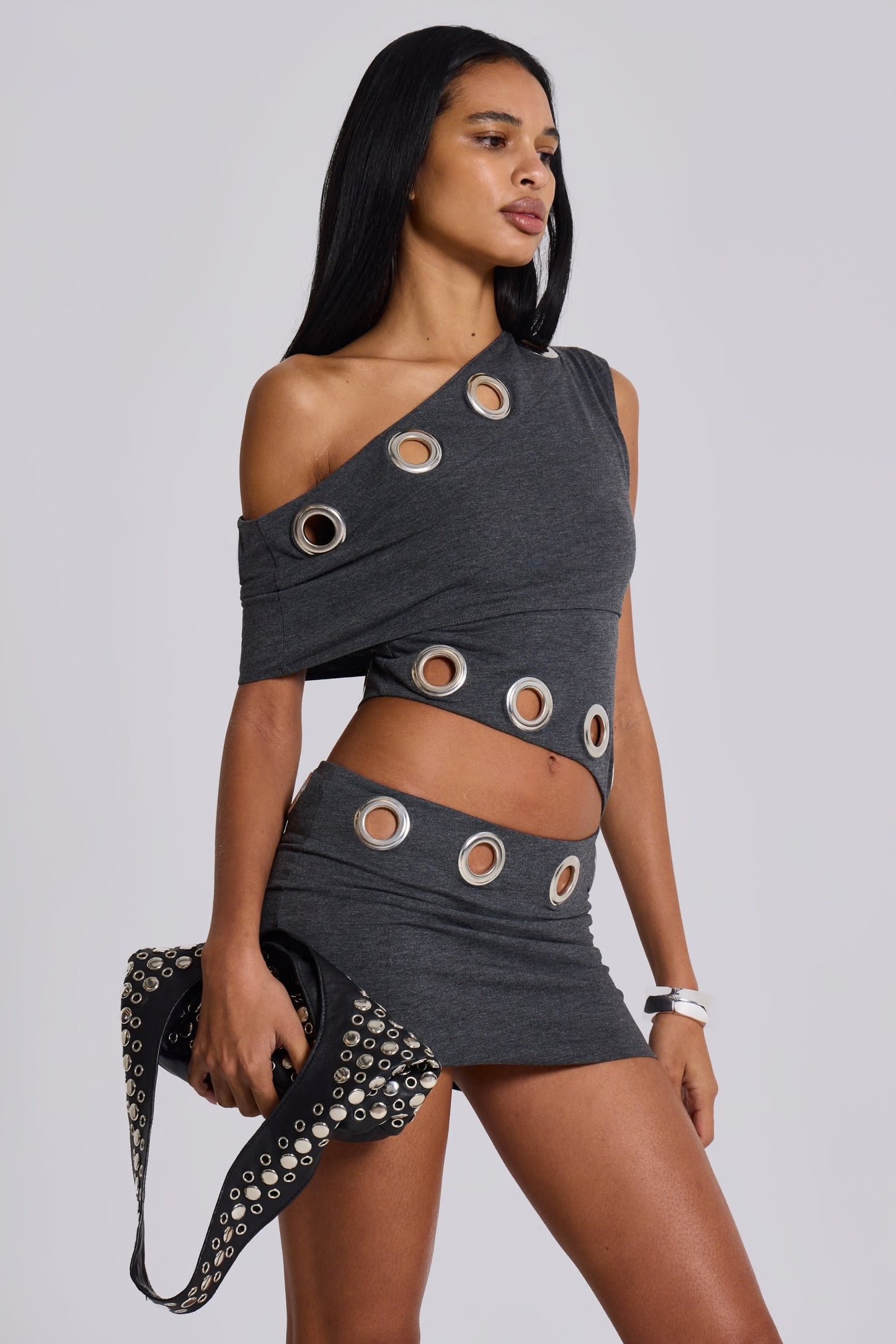 EYELETS MINI DRESS
