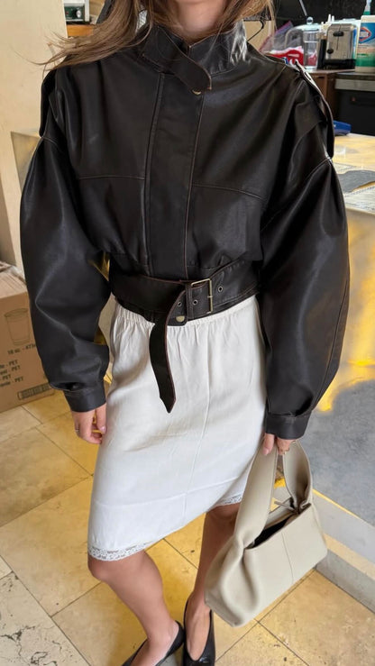 CHOCOLATE CROPPED JACKET