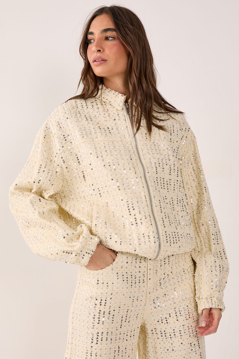 DENIM & SHINY BOMBER