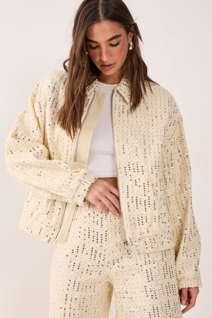 DENIM & SHINY BOMBER