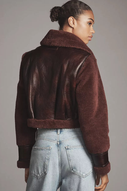 BROWN SNOW CROPPED JACKET