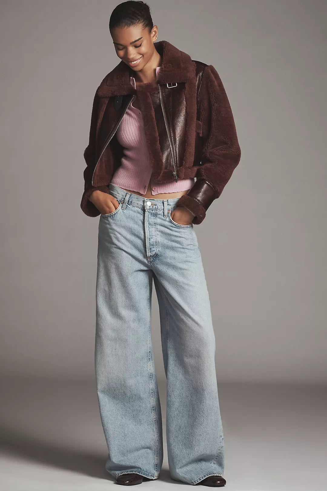 BROWN SNOW CROPPED JACKET