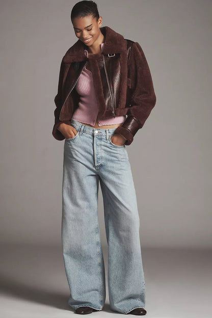 BROWN SNOW CROPPED JACKET