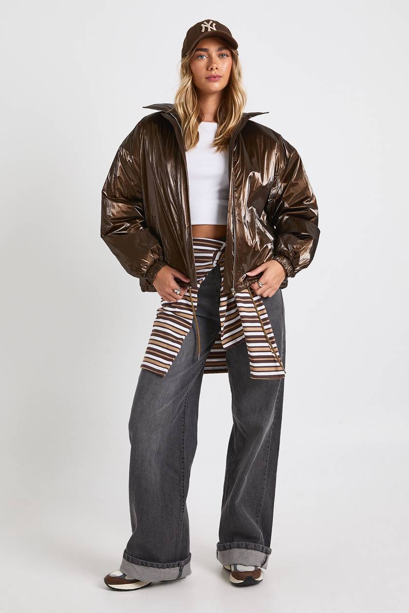 BROWN SHINE BOMBER